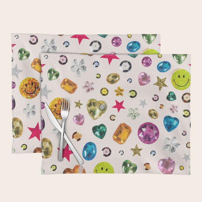 Gem Print in Cream Placemat Gallery Image 1