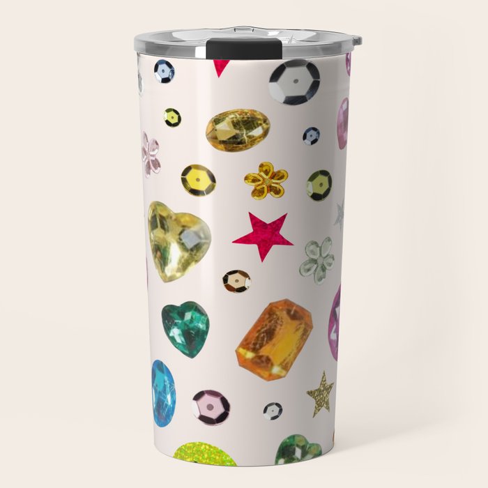 Gem Print in Cream Travel Mug Gallery Image 1