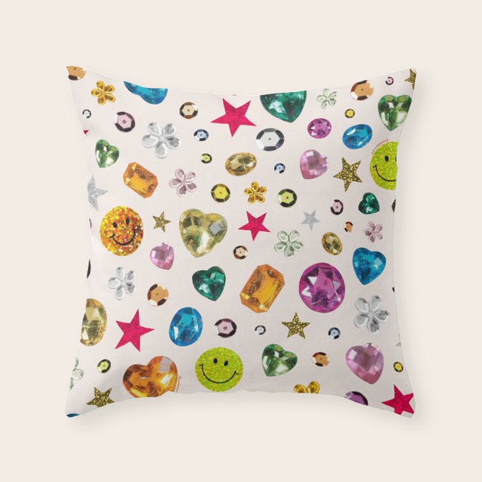 Gem Print in Cream Throw Pillow Gallery Image 6