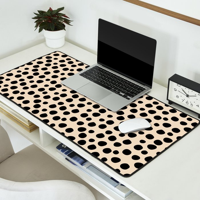 Irregular Small Polka Dots black Desk Mat Gallery Image 2