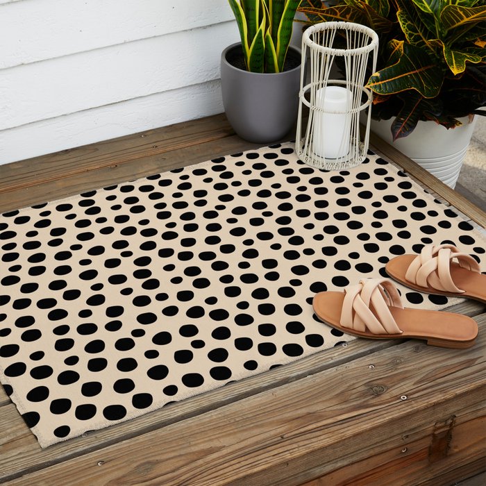 Irregular Small Polka Dots black Outdoor Rug Gallery Image 2