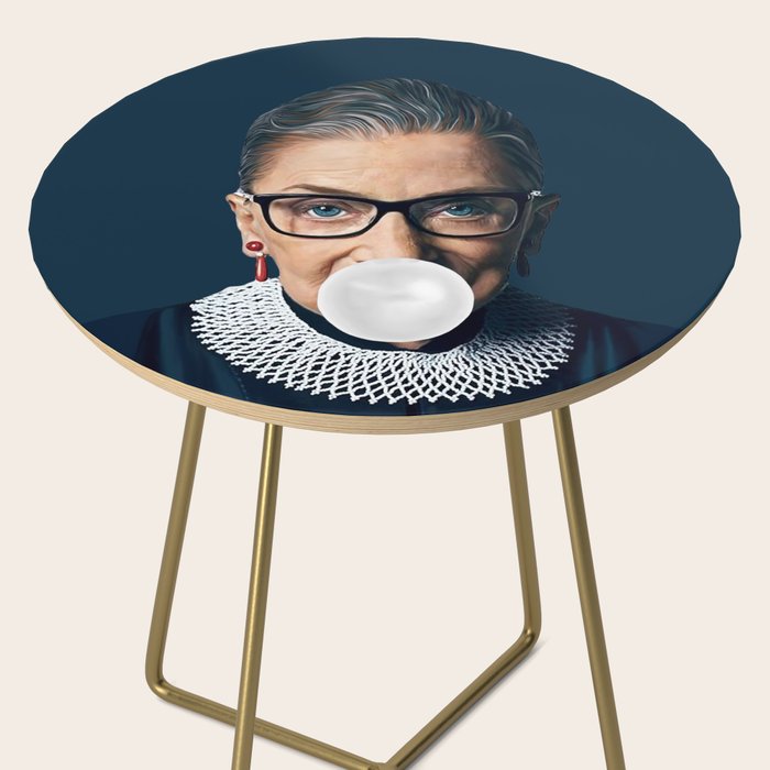 Ruth Bader Ginsburg Blowing White Bubble gum Side Table Gallery Image 2