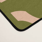 Mid Century Modern Loops Pattern in Deep Olive Green and Blush Peach Pink Desk Mat Gallery Image 4