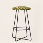 Mid Century Modern Loops Pattern in Deep Olive Green and Blush Peach Pink Stool Gallery Image 1