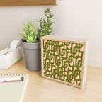 Mid Century Modern Loops Pattern in Deep Olive Green and Blush Peach Pink Mini Art Print Gallery Image 2