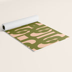 Mid Century Modern Loops Pattern in Deep Olive Green and Blush Peach Pink Yoga Mat Gallery Image 2