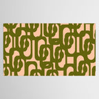 Mid Century Modern Loops Pattern in Deep Olive Green and Blush Peach Pink Tablecloth Gallery Image 2