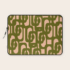 Mid Century Modern Loops Pattern in Deep Olive Green and Blush Peach Pink Laptop Sleeve Gallery Image 1