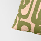 Mid Century Modern Loops Pattern in Deep Olive Green and Blush Peach Pink Pillow Sham Gallery Image 4