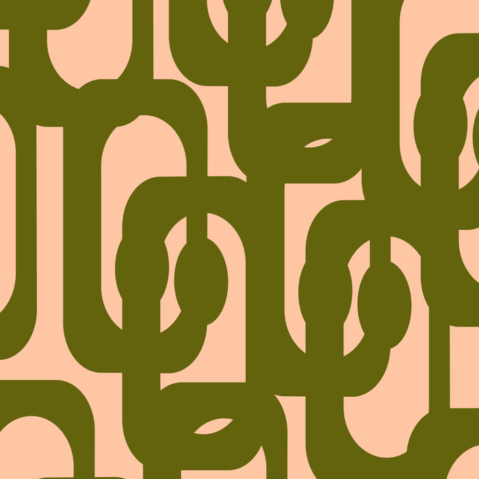 Mid Century Modern Loops Pattern in Deep Olive Green and Blush Peach Pink Coffee Mug Gallery Image 2