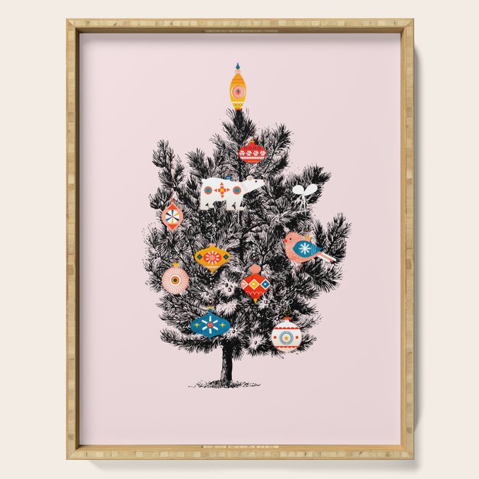 Retro Christmas tree no3 Serving Tray Gallery Image 1