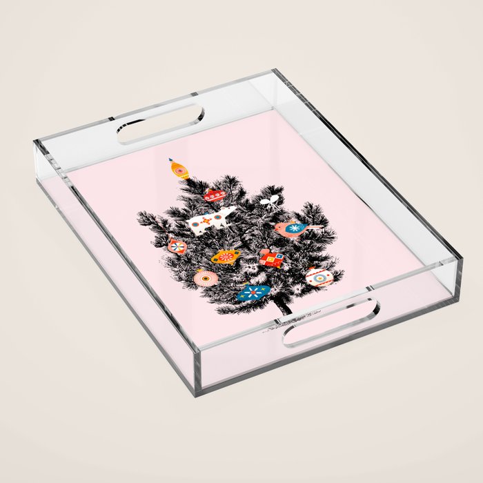 Retro Christmas tree no3 Acrylic Tray Gallery Image 1