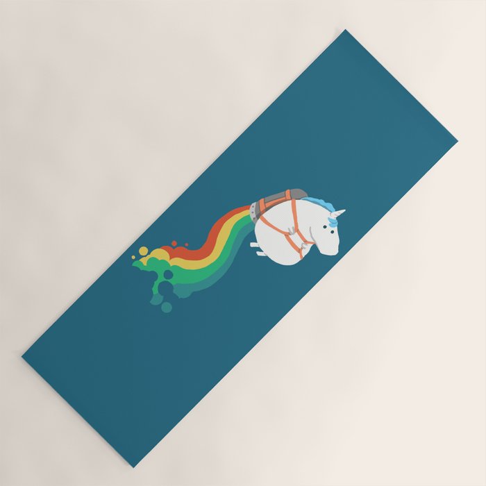 Fat Unicorn on Rainbow Jetpack Yoga Mat Gallery Image 1
