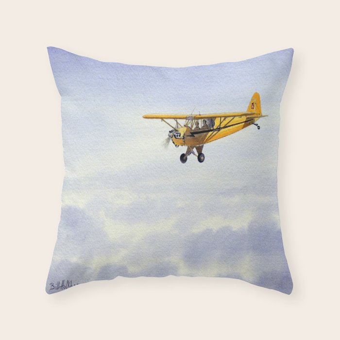 J-3 Piper Cub Aircraft Throw Pillow Gallery Image 1