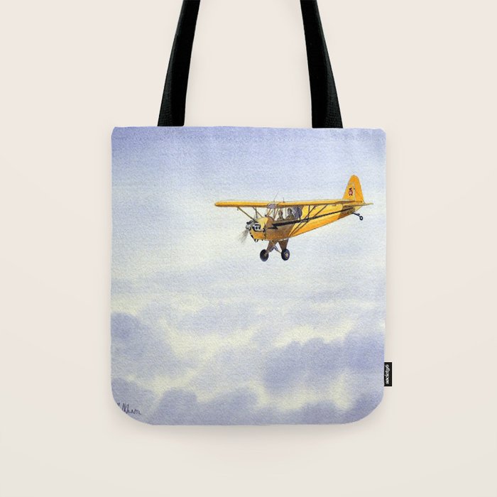 J-3 Piper Cub Aircraft Tote Bag Gallery Image 1