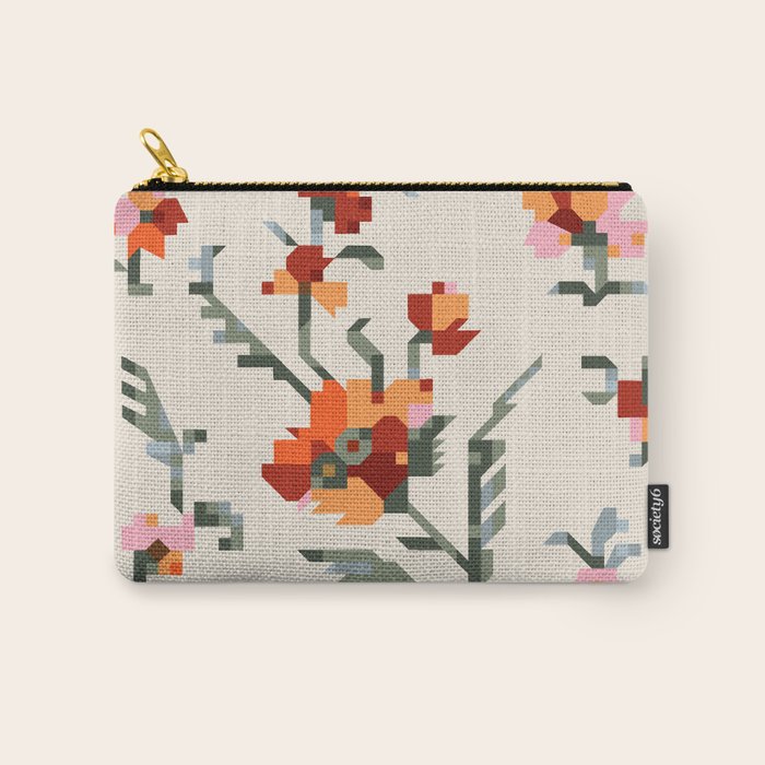 pixel folk ornaments floral embroidery Carry All Pouch Gallery Image 1