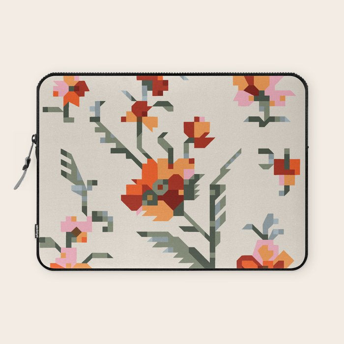 pixel folk ornaments floral embroidery Laptop Sleeve Gallery Image 1