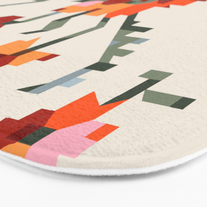 pixel folk ornaments floral embroidery Bath Mat Gallery Image 3