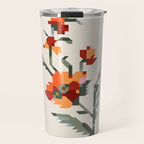 pixel folk ornaments floral embroidery Travel Mug Gallery Image 1