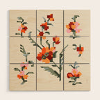 pixel folk ornaments floral embroidery Wood Wall Art Gallery Image 1