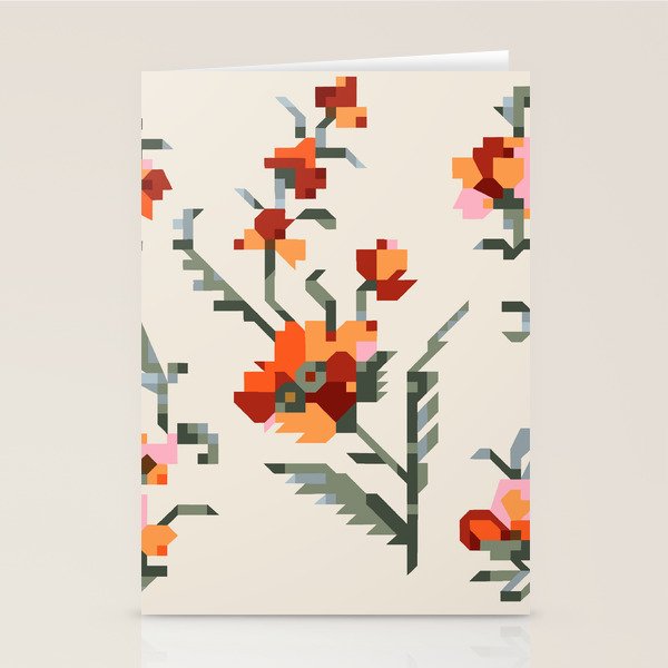 pixel folk ornaments floral embroidery Stationery Card Gallery Image 2
