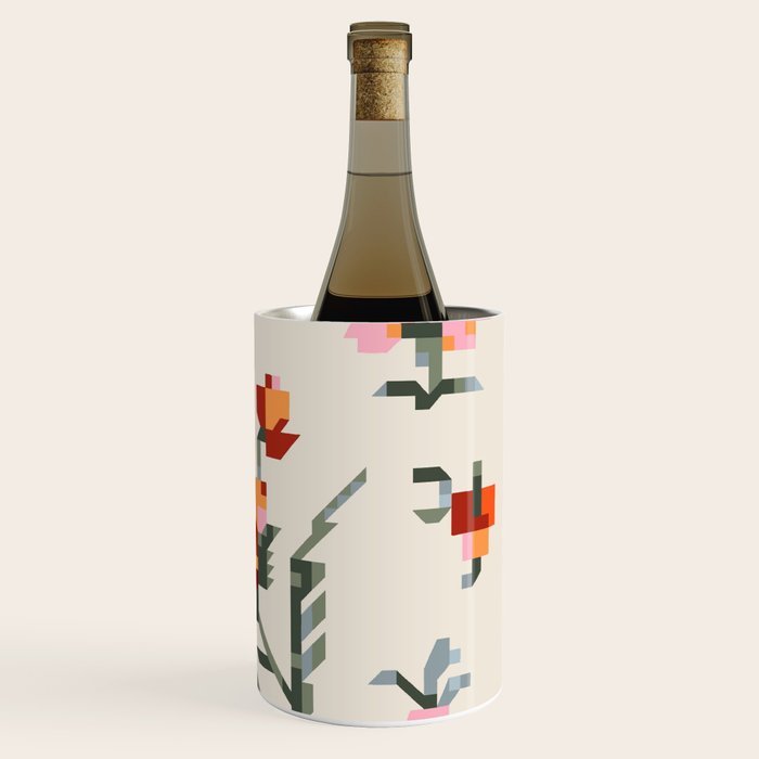 pixel folk ornaments floral embroidery Wine Chiller Gallery Image 3