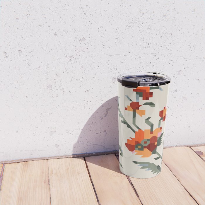 pixel folk ornaments floral embroidery Travel Mug Gallery Image 4