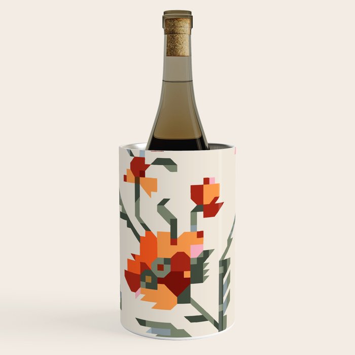 pixel folk ornaments floral embroidery Wine Chiller Gallery Image 1