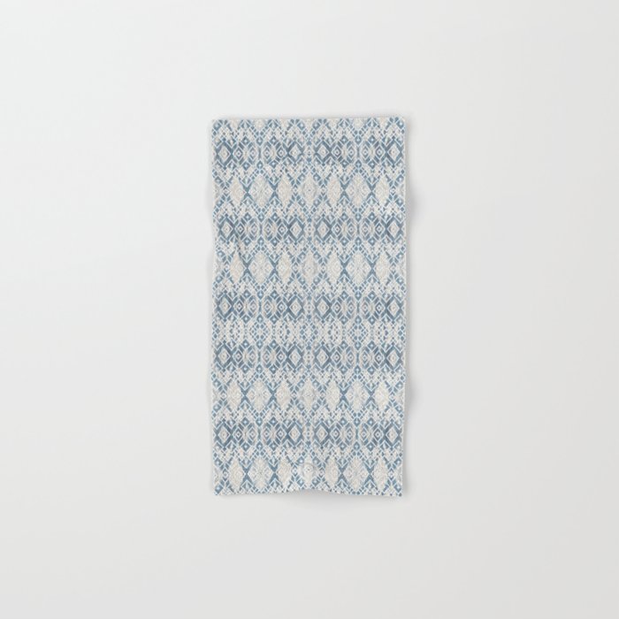 South Western boho abstract Ikat pattern - Indigo Ivory Bath Towel Gallery Image 1
