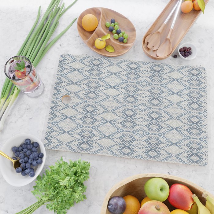 South Western boho abstract Ikat pattern - Indigo Ivory Cutting Board Gallery Image 2