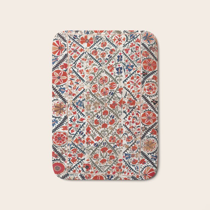 Bokhara Nim Suzani Southwest Uzbekistan Embroidery Print Bath Mat Gallery Image 1