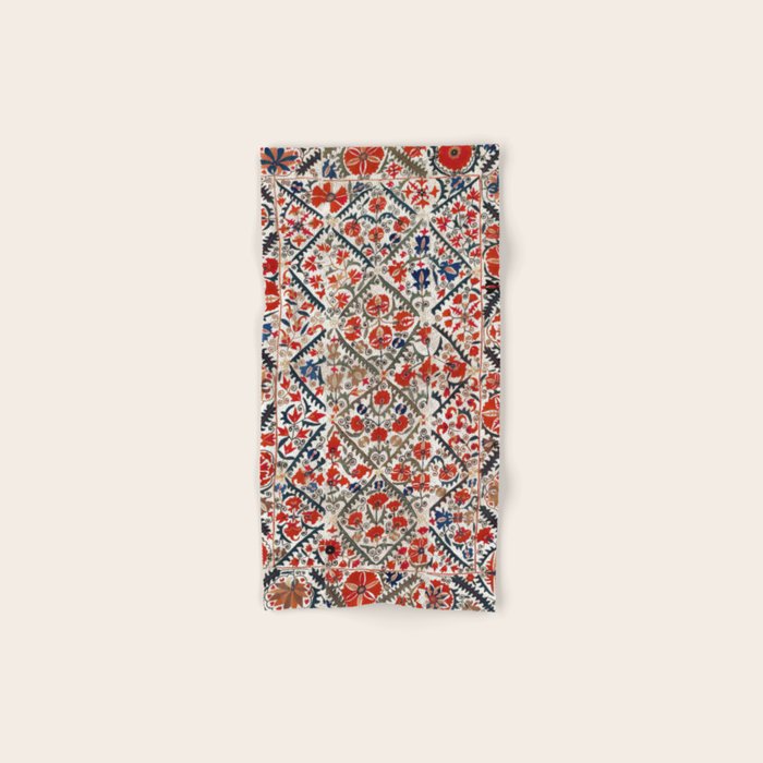 Bokhara Nim Suzani Southwest Uzbekistan Embroidery Print Bath Towel Gallery Image 1