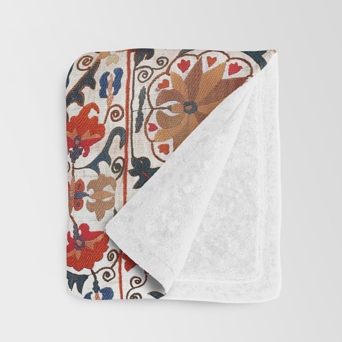 Bokhara Nim Suzani Southwest Uzbekistan Embroidery Print Throw Blanket Gallery Image 3