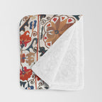 Bokhara Nim Suzani Southwest Uzbekistan Embroidery Print Throw Blanket Gallery Image 3