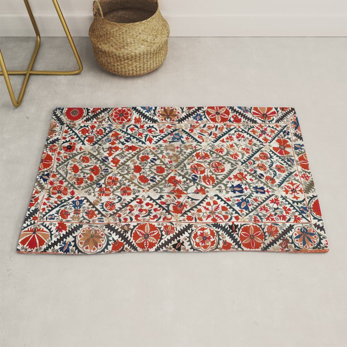 Bokhara Nim Suzani Southwest Uzbekistan Embroidery Print Rug Gallery Image 1