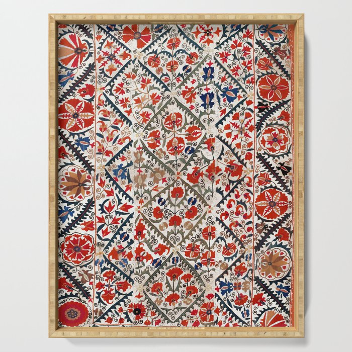 Bokhara Nim Suzani Southwest Uzbekistan Embroidery Print Serving Tray Gallery Image 1