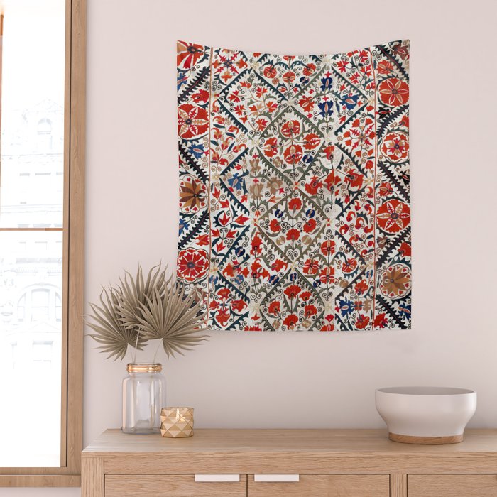 Bokhara Nim Suzani Southwest Uzbekistan Embroidery Print Wall Tapestry Gallery Image 2