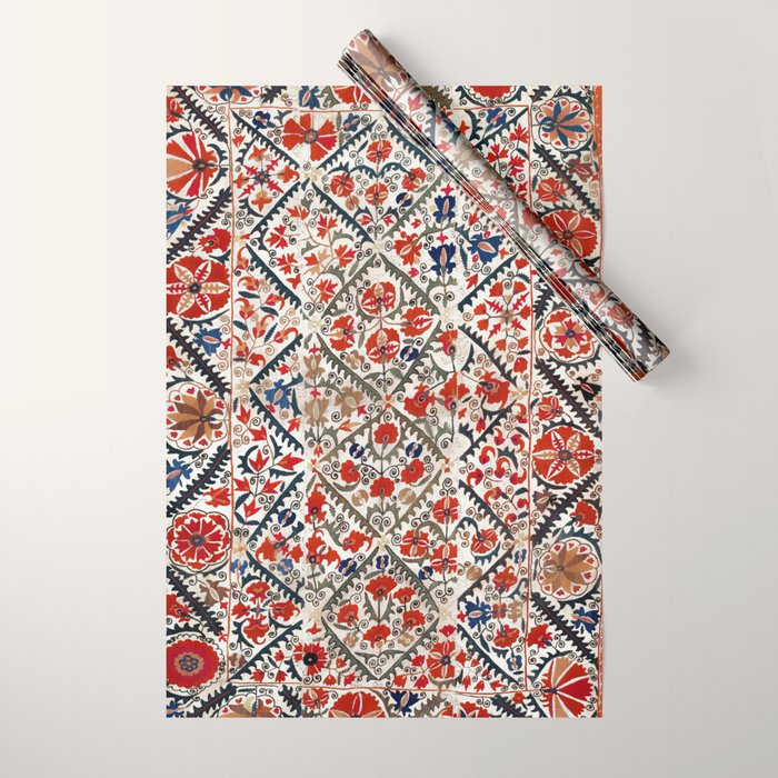 Bokhara Nim Suzani Southwest Uzbekistan Embroidery Print Wrapping Paper Gallery Image 1