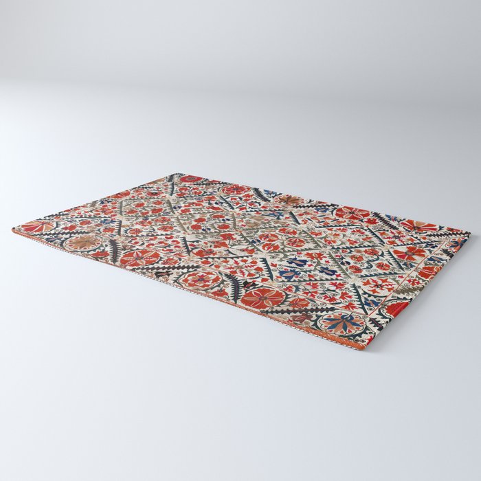 Bokhara Nim Suzani Southwest Uzbekistan Embroidery Print Rug Gallery Image 3