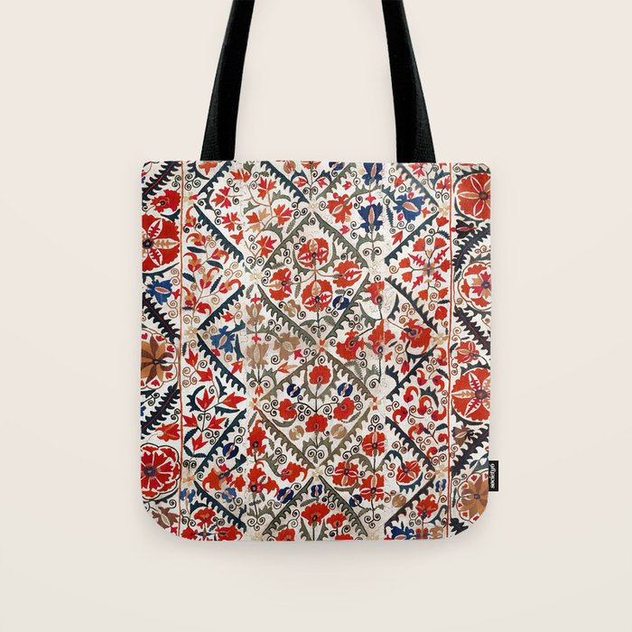 Bokhara Nim Suzani Southwest Uzbekistan Embroidery Print Tote Bag Gallery Image 1