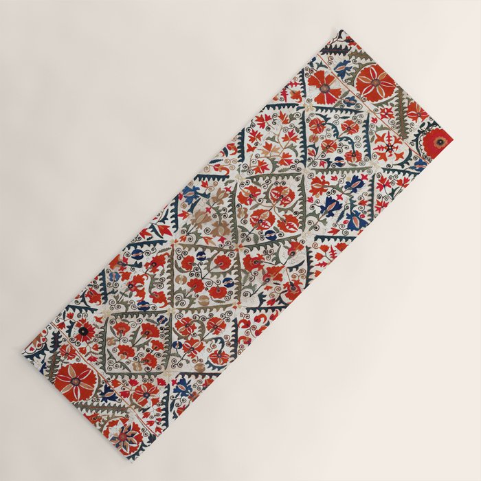Bokhara Nim Suzani Southwest Uzbekistan Embroidery Print Yoga Mat Gallery Image 1