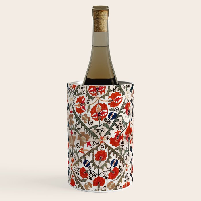 Bokhara Nim Suzani Southwest Uzbekistan Embroidery Print Wine Chiller Gallery Image 1