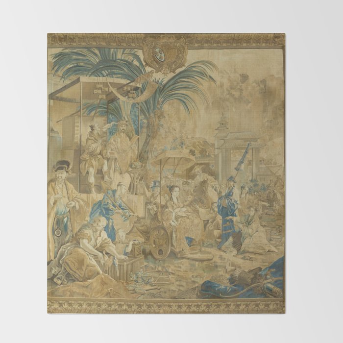 Antique 18th Century 'Chinese Fair' French Beauvais Tapestry Francois Boucher Throw Blanket Gallery Image 2