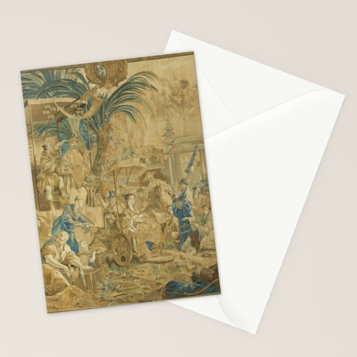 Antique 18th Century 'Chinese Fair' French Beauvais Tapestry Francois Boucher Stationery Card Gallery Image 2