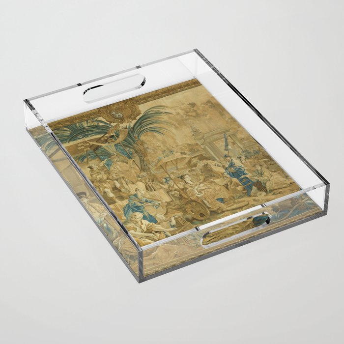Antique 18th Century 'Chinese Fair' French Beauvais Tapestry Francois Boucher Acrylic Tray Gallery Image 1