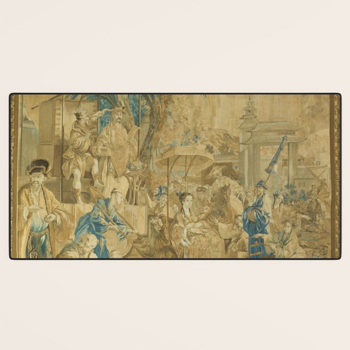 Antique 18th Century 'Chinese Fair' French Beauvais Tapestry Francois Boucher Desk Mat Gallery Image 3