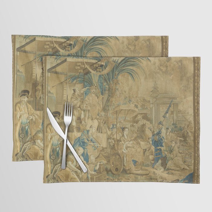 Antique 18th Century 'Chinese Fair' French Beauvais Tapestry Francois Boucher Placemat Gallery Image 1