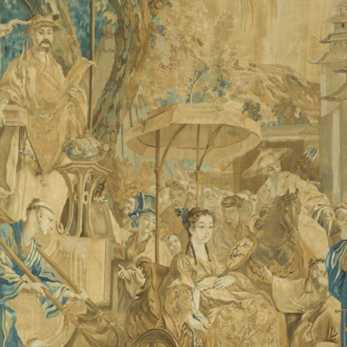 Antique 18th Century 'Chinese Fair' French Beauvais Tapestry Francois Boucher Coffee Mug Gallery Image 2