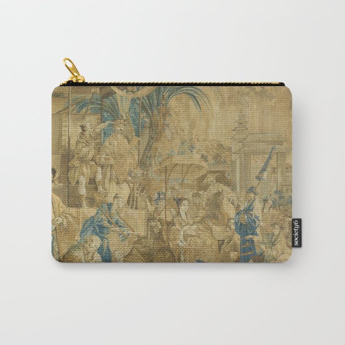 Antique 18th Century 'Chinese Fair' French Beauvais Tapestry Francois Boucher Carry All Pouch Gallery Image 1