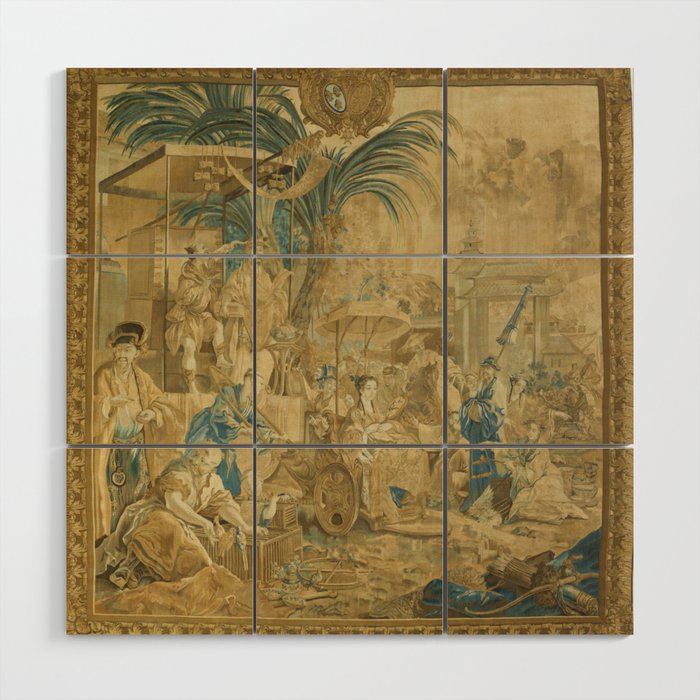 Antique 18th Century 'Chinese Fair' French Beauvais Tapestry Francois Boucher Wood Wall Art Gallery Image 1